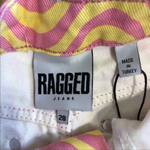 “28 Ragged Priest Pink and Yellow Wave Jean - Picture 3 of 4